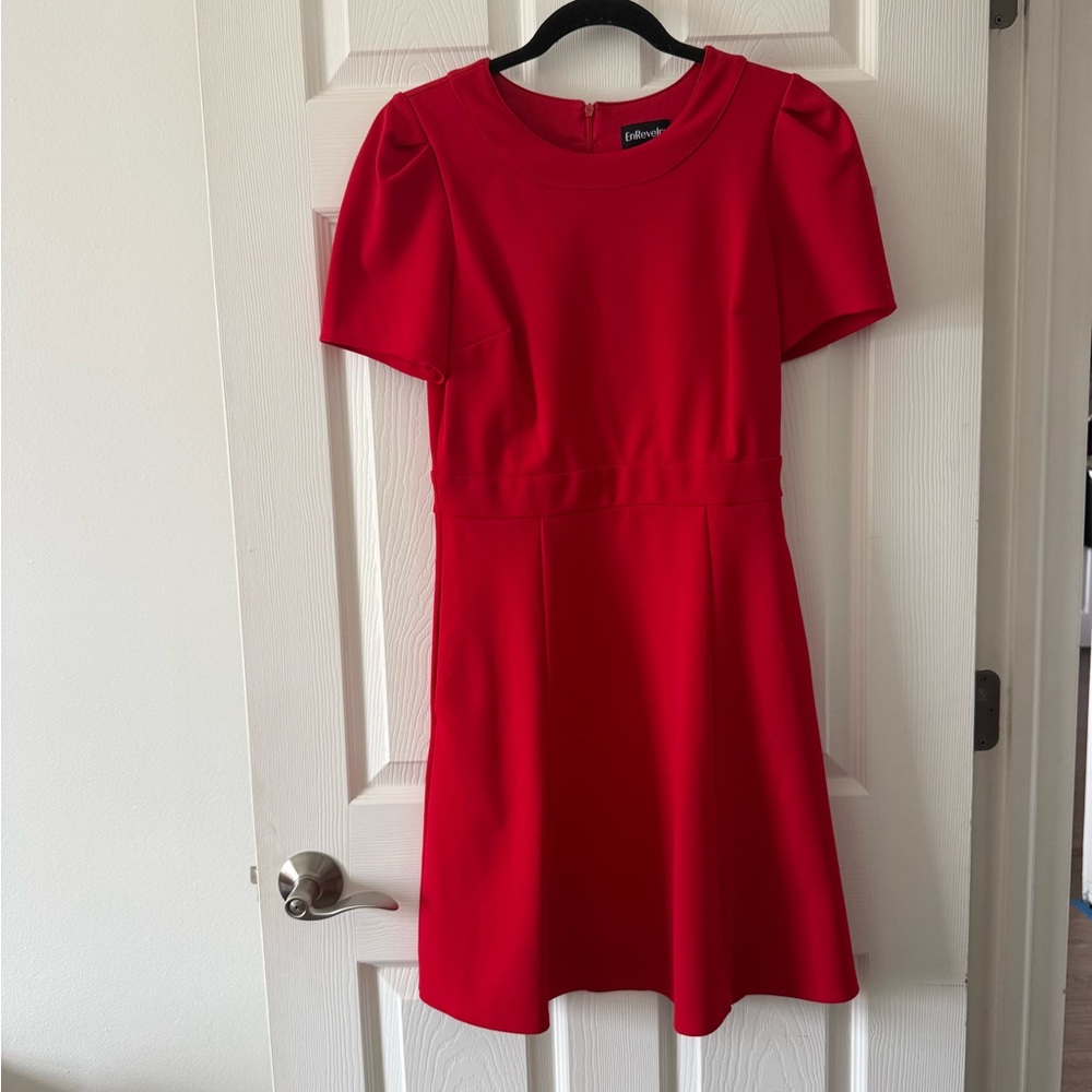 NWOT EnRevelry Vibrant Red A Line Midi Dress